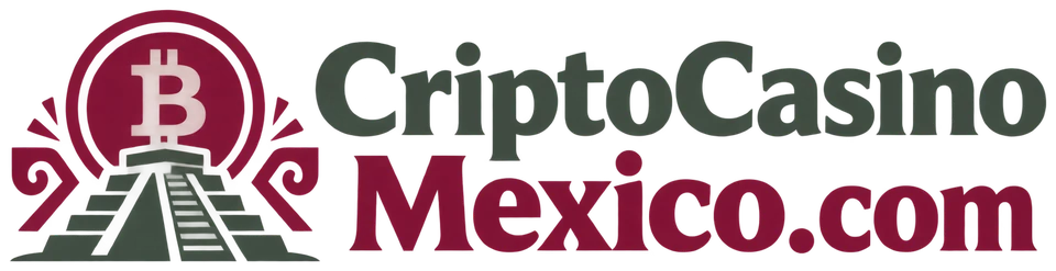 Logotipo de Cripto Casino México: una pirámide escalonada con una moneda de bitcoin en la cima
